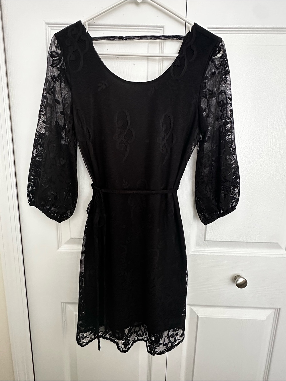 Black Lace Sleeve Women's Dress - Classic Elegant Style